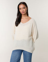 Fluffy Textured V Neck Jumper