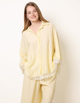 Oversize Crinkle Lace Hem Shirt