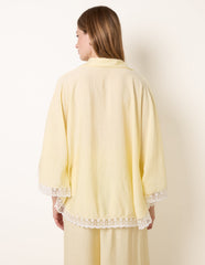 Oversize Crinkle Lace Hem Shirt