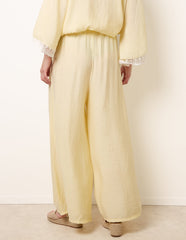 Crinkle Viscose Wide Leg Trousers