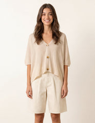 Thin Knit Button Front Boxy Cardigan
