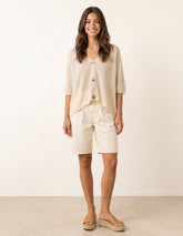 Thin Knit Button Front Boxy Cardigan