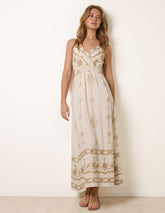Embroidered Maxi Dress With Adjustable Straps