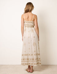 Embroidered Maxi Dress With Adjustable Straps