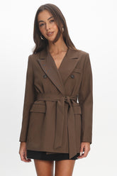 Adrianna Notch Lapel Blazer Chocolate