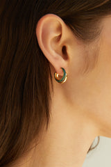 DOUBLE HOOP STONE EARRING