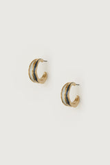 DOUBLE LAYERED HOOP STONE EARRING