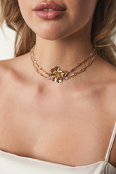 Bezel Layered Flower Necklace