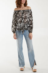 Tie Front Bardot Top