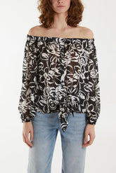 Tie Front Bardot Top