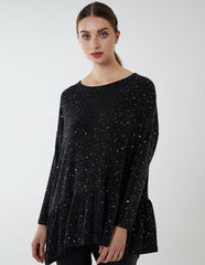 Asymmetric Hem Batwing Oversized Top