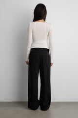 MID-RISE STRAIGHT LEG STUDDED TWILL PANT