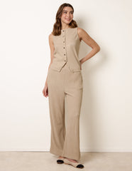 Crew Neck Button Through Vest