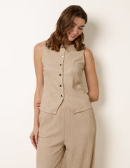 Crew Neck Button Through Vest