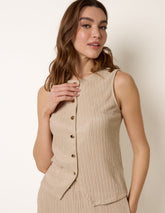Crew Neck Button Through Vest