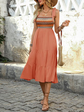 Joyful Retro Embroidered Midi Dress - orange