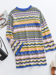 Smaibulun Doll | Zig Zag Crochet Knit Dress - Blue