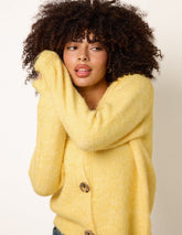 Gold Tone Flower Embossed Button Cardigan
