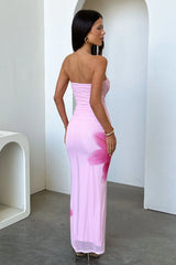 Lennen Strapless Mesh Maxi Dress - Pink
