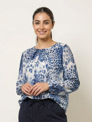 Animal Print Round Neck Top