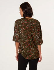 Printed Zip Front Top