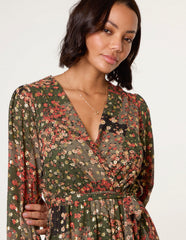 Gold Foil Patchwork Mini Dress