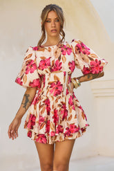 Blooming Belle Woven Playsuit - Wine Multi