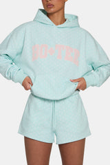 Oversized Applique Hoodie in Peppermint Polka Dot