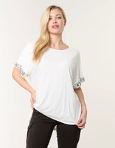 Sequin Trim Oversized Top