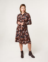 Abstract Printed Short Belted Shirt Dress