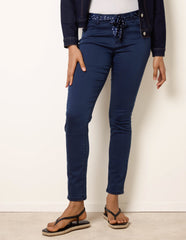 Slim Leg Stretch Denim Scarf Trousers