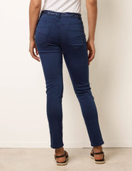 Slim Leg Stretch Denim Scarf Trousers