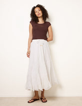 Panelled Overlocked Frill Maxi Skirt