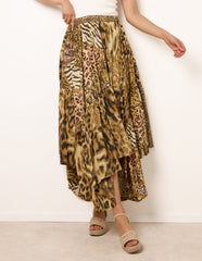 Animal Asymmetric Midi Skirt
