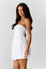Lover In Lisbon Strapless Bubble Mini Dress White