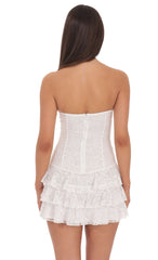 Strapless Floral Mini Dress In White