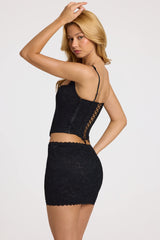 Lace Soft-Scoop Adjustable Corset Top in Black