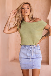 Dance In The Sun Knit Top - Olive