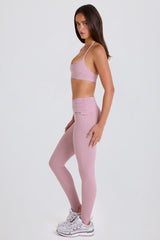 Foldover Mid-Rise Stirrup Leggings in Mauve