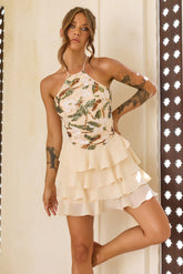 Garden Muse Sequin Mini Dress - Beige Multi