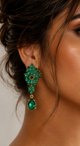 Sivera Marquise Teardrop Earrings - Green