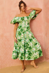 Londyn Midi Dress - Green Multi
