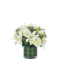 Lovely Lily & Roses Bouquet-All White bloomexusa