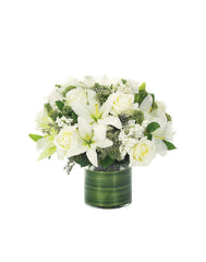 Lovely Lily & Roses Bouquet-All White bloomexusa