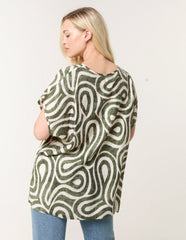 Round Neck Top With Abstract Print