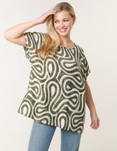 Round Neck Top With Abstract Print