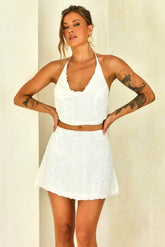 Moonlight Drive Beaded Chiffon Top - White