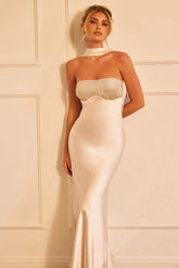 Moonlit Mirage Maxi Dress - Champagne