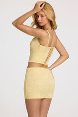 Lace Soft-Scoop Boned Corset Top in Butter Yellow