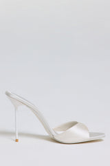 Heeled Mule Sandal in Pearl White